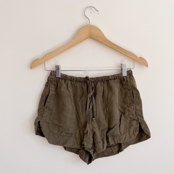 Brandy Melville Pants - Brandy Melville Olive Sage Green Paper Bag Tie Front High Waisted Shorts